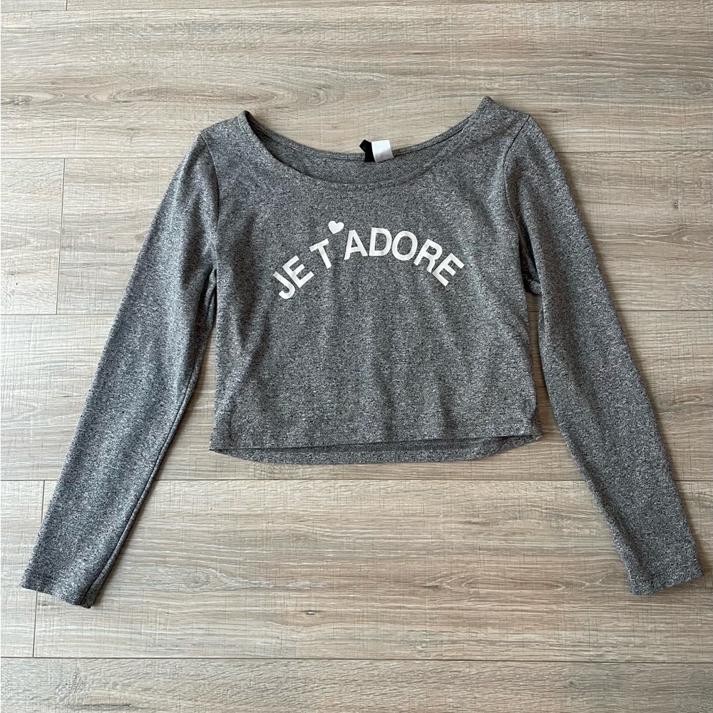 Love grey long sleeve crop top